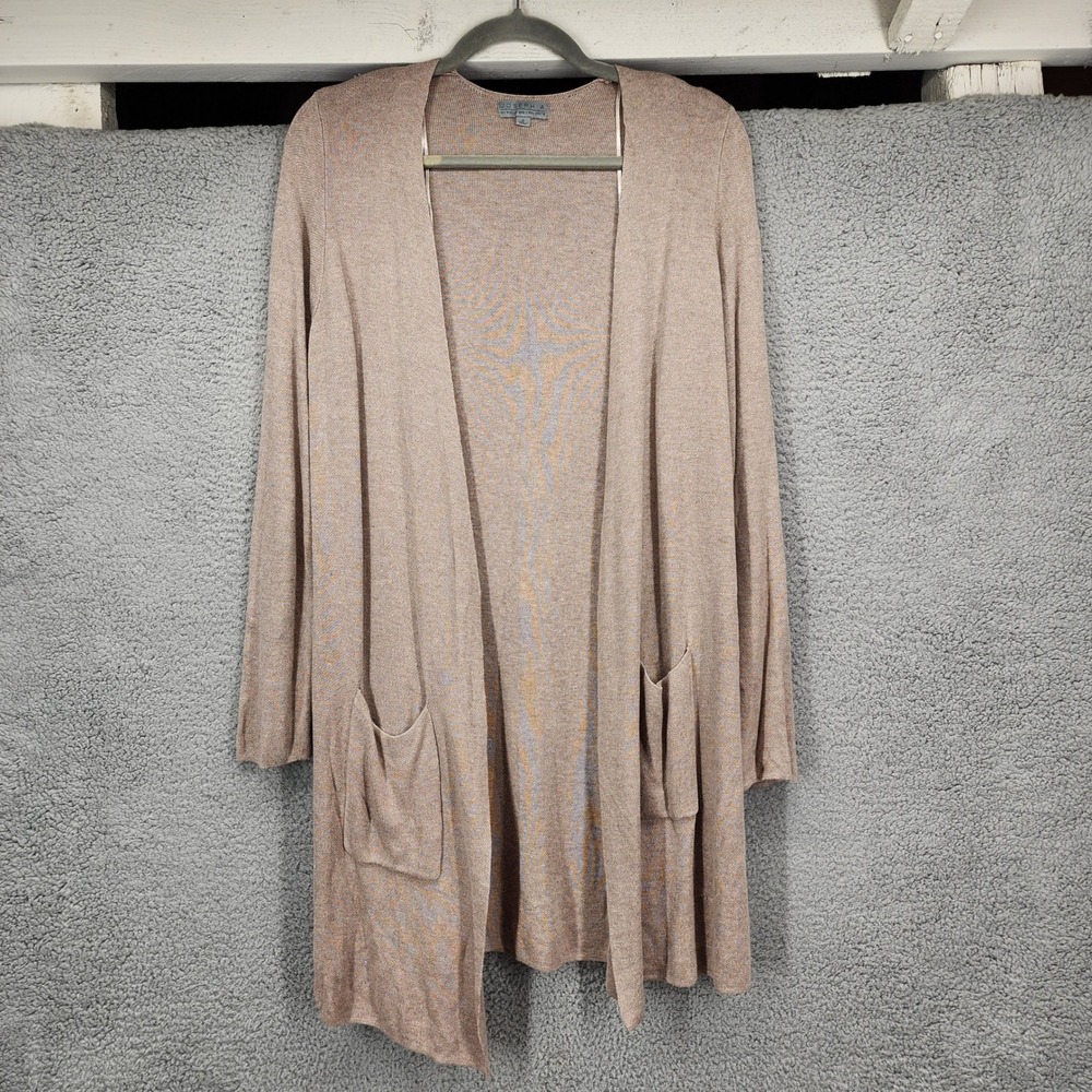 Joseph A Womens‎ Tan Marl Open Front Longline Cardigan Sweater Pockets Small